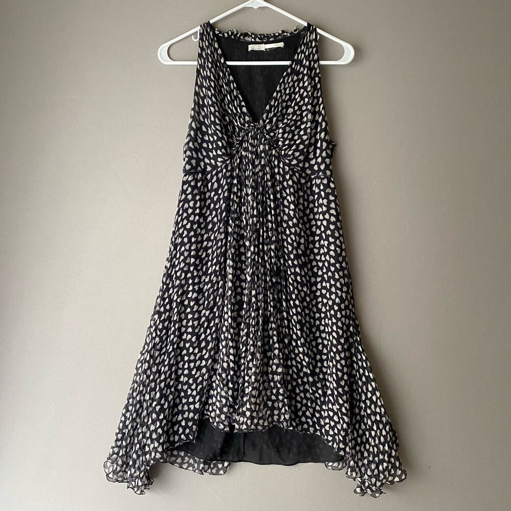 Y2K Leon Max S Black Silk Heart‎ Babydoll Dress Ethereal Whimsigoth Witchy